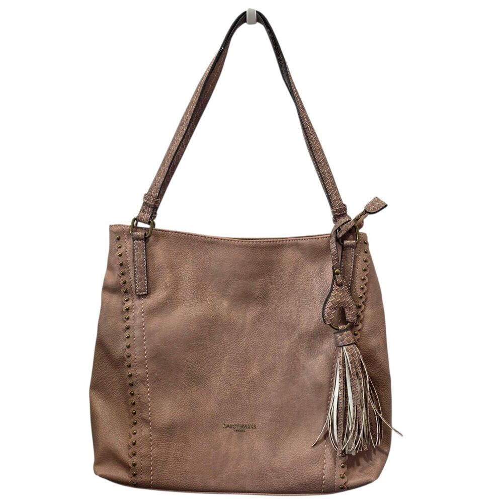 Darcy Marks London Pink Faux Leather Studded Tassel Tote Shoulder Bag Large